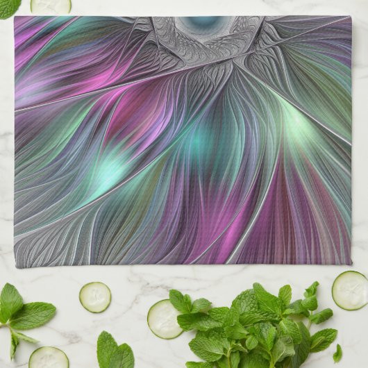 Kleurrijke Big Flower Abstract Trippy Fractal Art Theedoek (Gevouwen)