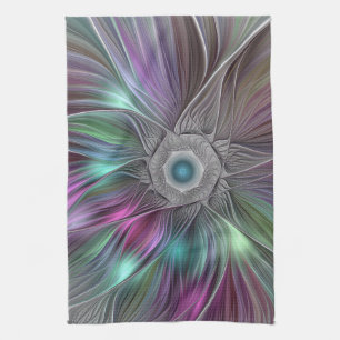 Kleurrijke Big Flower Abstract Trippy Fractal Art Theedoek