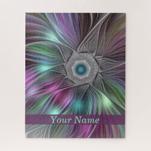 Kleurrijke Big Flower Abstracte Trippy Fractal Naa Legpuzzel