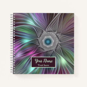 Kleurrijke Big Flower Abstracte Trippy Fractal Naa Notitieboek