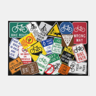 Kleurrijke bike Mat, Trendy Traffic Signs Deurmat