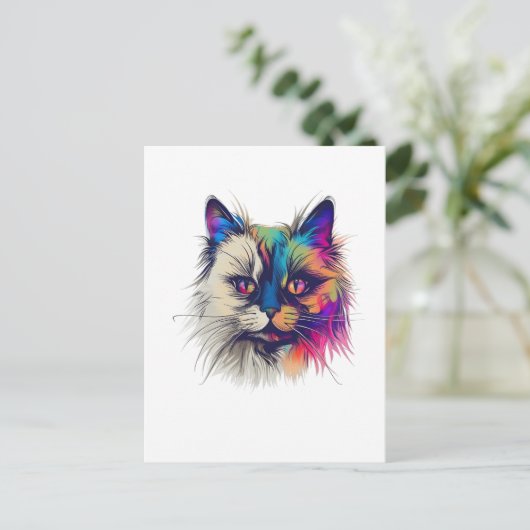 Kleurrijke Birman kat Briefkaart (Staand voorkant)
