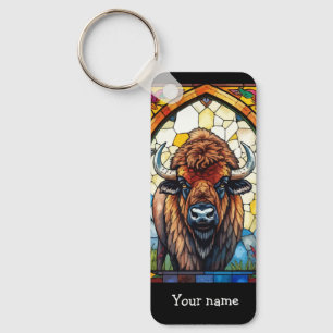 Kleurrijke Bizon Buffalo Cottagecore Rustieke Prin Sleutelhanger