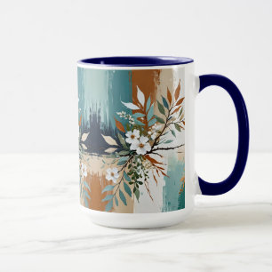 Kleurrijke Bladeren Bloemen Abstract Blauwgroen Bl Mok