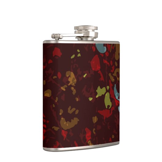 Kleurrijke bladeren en bloemen tegen camouflage heupfles (Rechts)