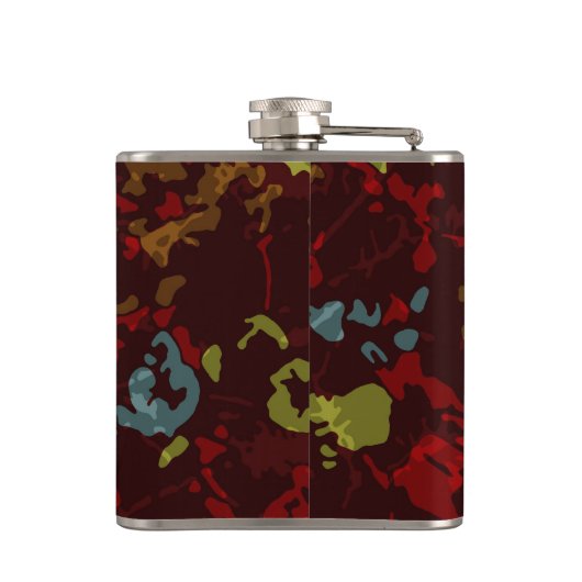 Kleurrijke bladeren en bloemen tegen camouflage heupfles (Achterkant)