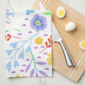 Kleurrijke bladeren en bloemen theedoek (Quarter Fold)