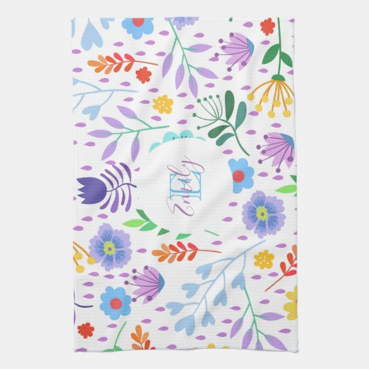 Kleurrijke bladeren en bloemen theedoek (Verticaal)