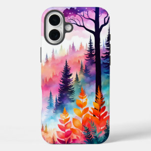 Kleurrijke bladeren en bomen van het bos op de ber iPhone 16 plus hoesje