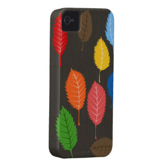 kleurrijke bladeren op houtkorrel iPhone 4 hoesje