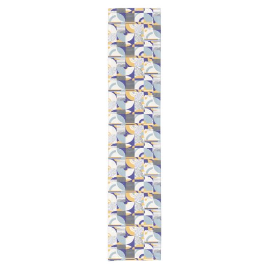 Kleurrijke blauwe en gele cirkelpatroon tafelloper (Voorkant)