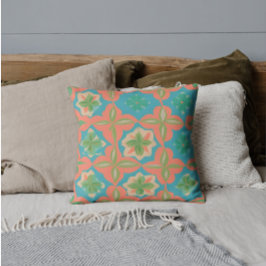 Kleurrijke Blauwe en Oranje Kaleidoscopische Patro Kussen