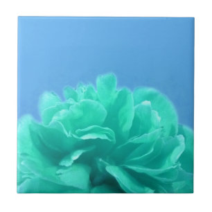 Kleurrijke blauwe groene Floral Tegeltje