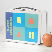 Kleurrijke blauwe jongensnaam happy Lunchbox (In situ)