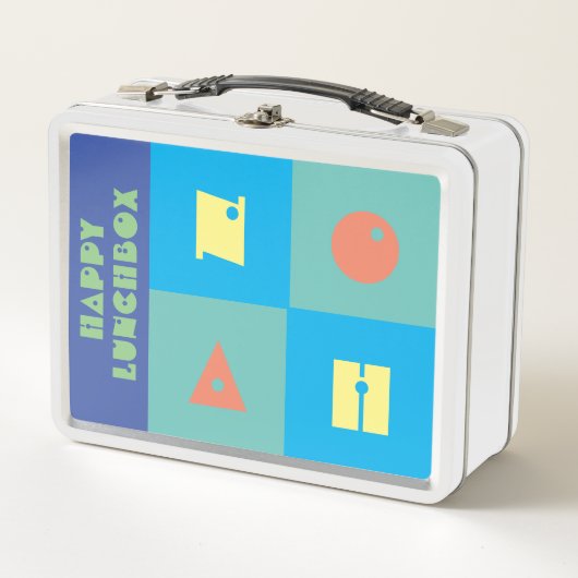 Kleurrijke blauwe jongensnaam happy Lunchbox (Voorkant)