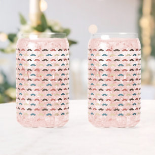 Kleurrijke Blauwe Oranje Bruine Hipster Snorren Blikvorm Glas