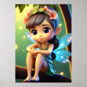 Kleurrijke Blauwe Pixie Fee Kindermuurposter Poster (Voorkant)