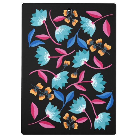 Kleurrijke blauwe roze folkflorale kunst klembord (Achterkant)