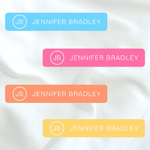 Kleurrijke Blauwe Roze Monogram Gepersonaliseerde  Labels