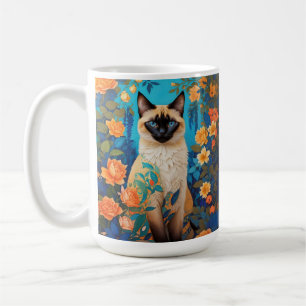 Kleurrijke Blauwe Siamese Kat Botanische Tuin Koffiemok