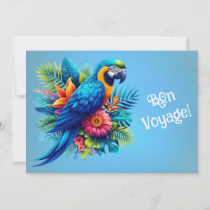 Kleurrijke, blauwe tropische ara feestdagenkaart