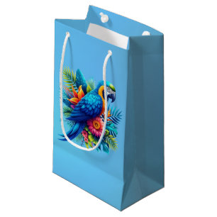 Kleurrijke, blauwe tropische ara klein cadeauzakje