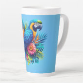 Kleurrijke, blauwe tropische ara latte mok (Rechterhoek)