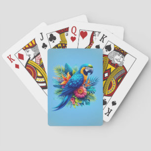 Kleurrijke, blauwe tropische ara pokerkaarten