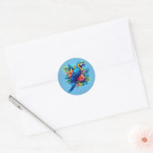 Kleurrijke, blauwe tropische ara ronde sticker (Envelop)