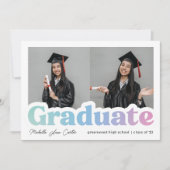 Kleurrijke Blauwe Typografie 2025 Afstuderen Foto Aankondiging (Voorkant)