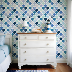 Kleurrijke Blauwe Zeemeermin Vis Schaal Regenboog  Behang