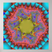 Kleurrijke Blauwgroen, Roze en Groene Fractal Poster (Voorkant)