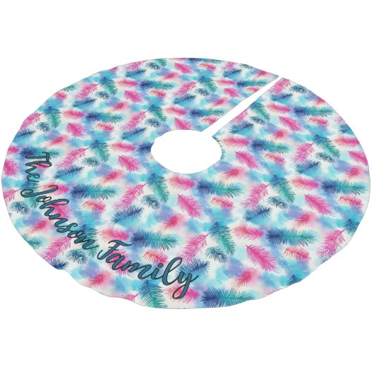 Kleurrijke Blauwgroen, Roze en Paarse Tak Familien Kerstboom Rok (Gekanteld)