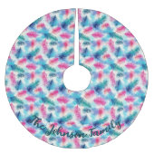 Kleurrijke Blauwgroen, Roze en Paarse Tak Familien Kerstboom Rok (Voorkant)