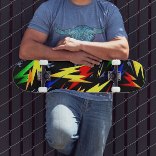 Kleurrijke bliksembollen skateboard