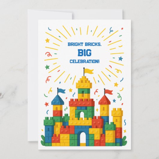 Kleurrijke Block Castle verjaardag Kaart (Achterkant)