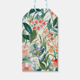 Kleurrijke bloeiende bloemenbruiloft cadeaulabel