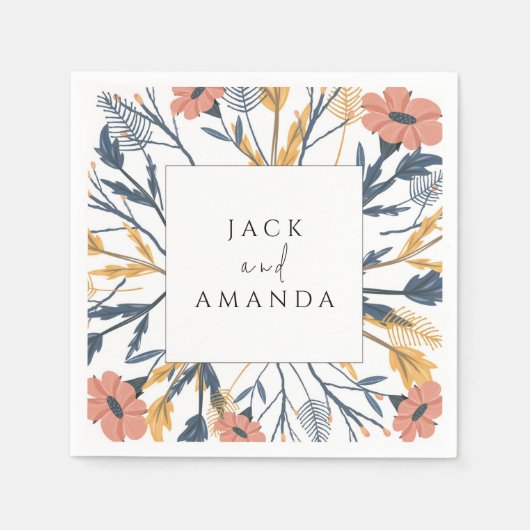 Kleurrijke Bloeiende Bloemige Bruiloftservetten Servet (Voorkant)