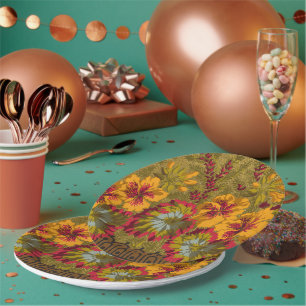 Kleurrijke bloeiende Nasturtiums Bessen Partyware Papieren Bordje