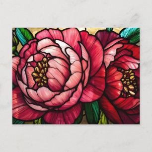 Kleurrijke bloeiende pioenrozen bloemen briefkaart