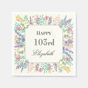 Kleurrijke bloem 103e verjaardag servet