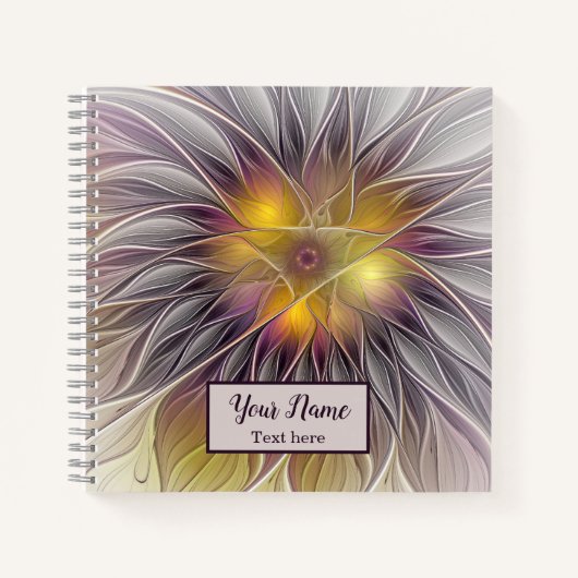 Kleurrijke Bloem, Abstracte Fractale Naam Notitieboek (Voorkant)