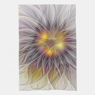 Kleurrijke Bloem, Abstracte Moderne Fractal Theedoek