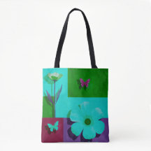 Kleurrijke bloem- en vlinderkunsttas
