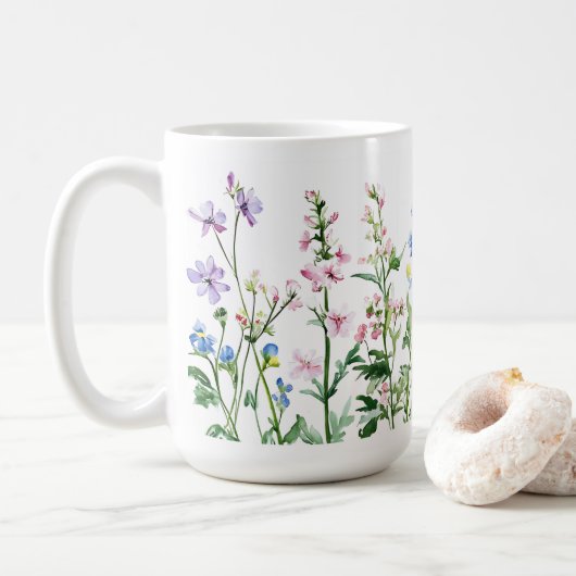 Kleurrijke Bloem Gift Idee 🌸 koffie mok 15oz (Met donut)