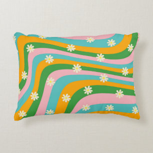 Kleurrijke bloem groovy streep boho patroon accent kussen