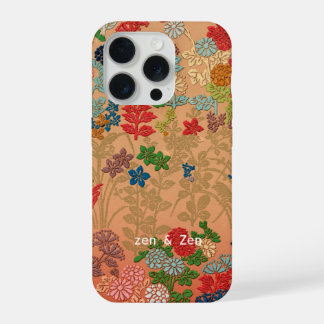 Kleurrijke Bloem I Japanse Kunst I Roze en Vintage iPhone 15 Pro Hoesje