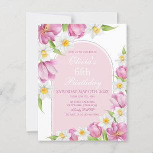 Kleurrijke Bloem Kinderen Verjaardag Briefkaart
