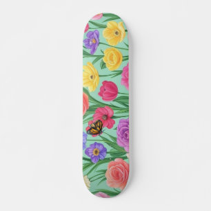 Kleurrijke bloem/ lente roos skateboard