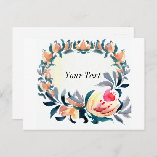 Kleurrijke Bloem Lijst Uitnodiging Briefkaart (Voorkant / Achterkant)